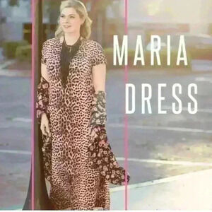 Lularoe Maria Medium Brown Cheetah Leopard Maxi Dress Size S